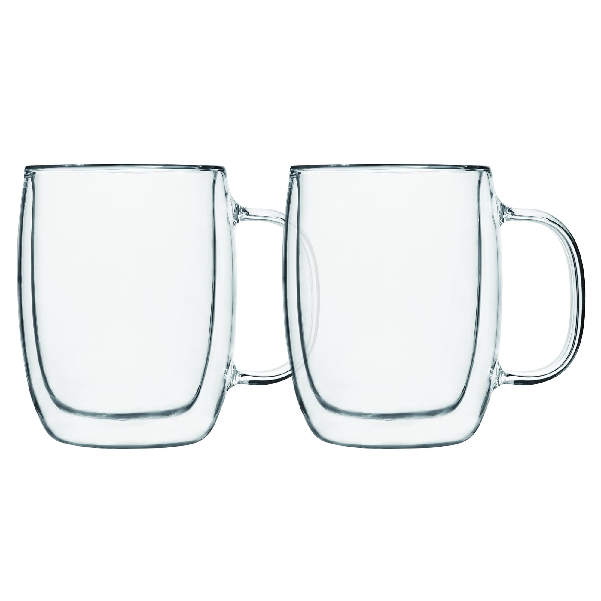 Insulated Double Wall Mug Cup Glass-Set of 4 Mugs/Cups for Coffee,Cappuccino,latte,espresso,Tea,Thermal,Clear,350ml