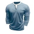 thumbnail image 6 of Henley Shirts for Men Summer Solid Casual Crew Neck Long Sleeve Pocket T Shirts for Men, 6 of 9