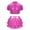 Hot Pink, variant on TiaoBug Kids Girls Cheerleading Costume Sparkly Short Sleeve Crop Tops with Culottes for Cheer Performance Red 6