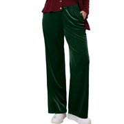 Yuanlong Womens Pants Plain Velvet Elastic Waist Wide Leg Pants Stylish Party Daily Wear Comfortable Trousers For Ladies
