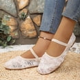 thumbnail image 5 of KIJBLAE Women's Lace Fairy Style Hollow Out Flats, Single Strap Mesh Slip On Elegant Casual Flat Shoes Beige 38, 5 of 9