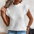 thumbnail image 6 of T Shirts For Women Womens Tops Short Sleeved Half High Collar Textured Wavy Solid Color Top T Shirt, 6 of 7