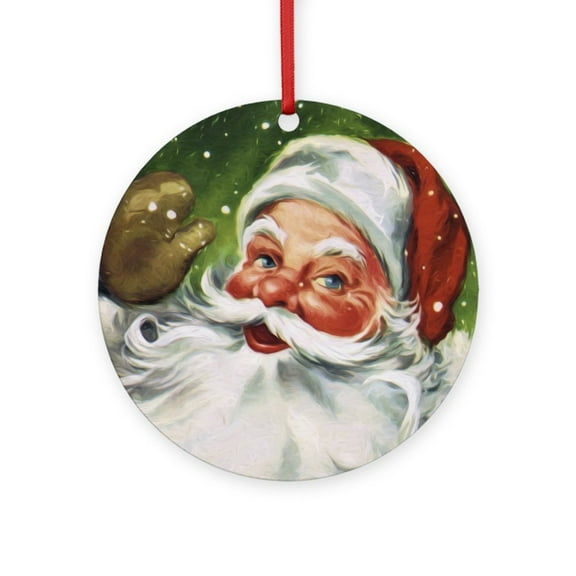 CafePress - Vintage Santa Face 1 -  Round Wood Ornament 4"