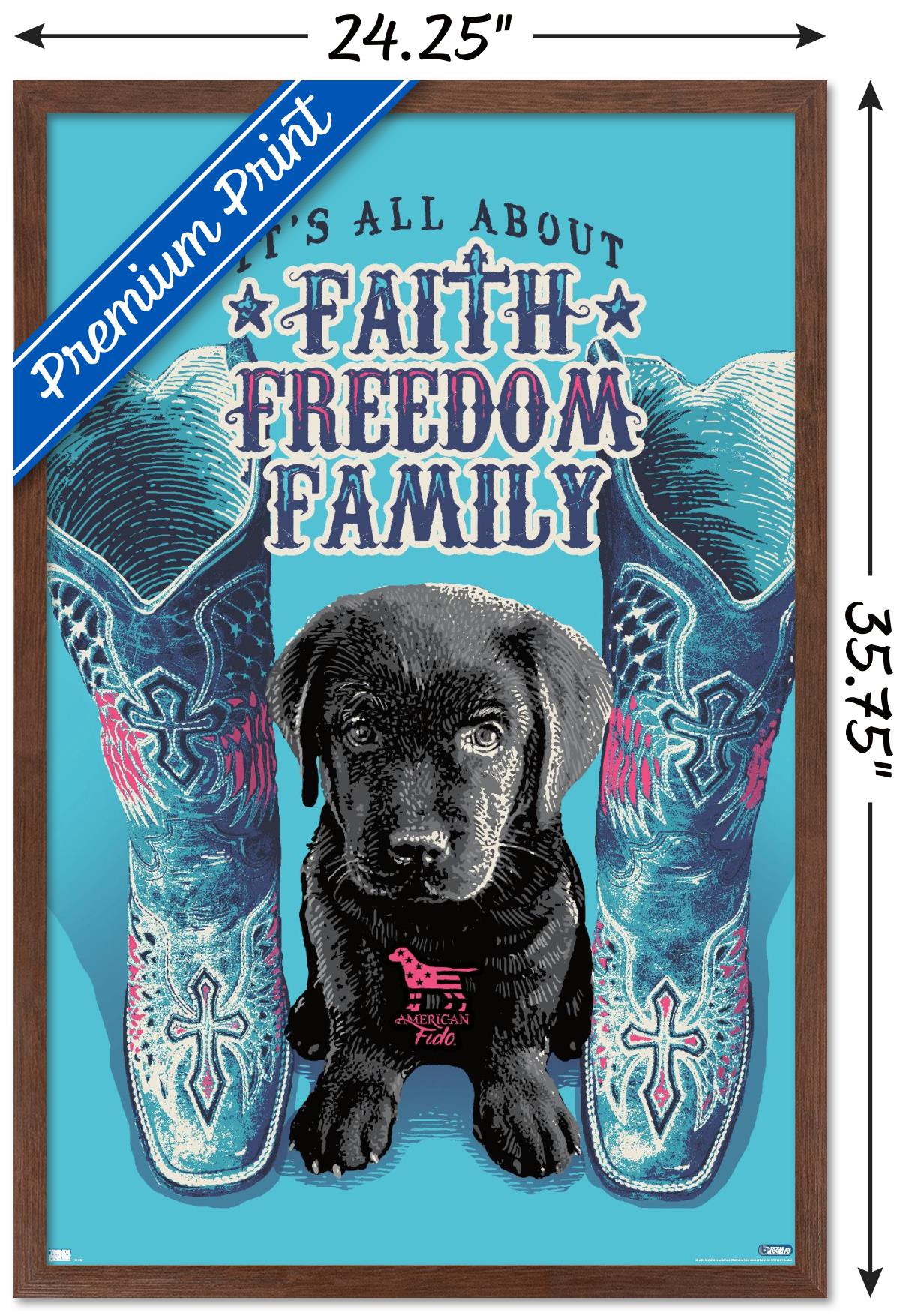 Jim Baldwin - Faith, Freedom, Family Wall Poster, 22.375" x 34" Framed