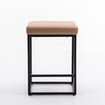 thumbnail image 3 of Modern Counter Height Bar Stools 24” Leathaire Fabric Upholstered with Metal Frame Farmhouse Kitchen Bar Chairs(Khaki,Set of 2), 3 of 8