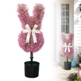 thumbnail image 2 of 27.5'' Artificial Bunny-Shaped Topiary Tree Pot UV-Resistant Bowknot,Faux Boxwood Topiaries Plant for Porch Decor Outdoor/Indoor, 2 of 8