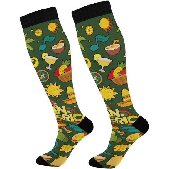 FREEAMG Funny Skater Dog Character Doodles Compression Socks for Women and Men, 1 Pair