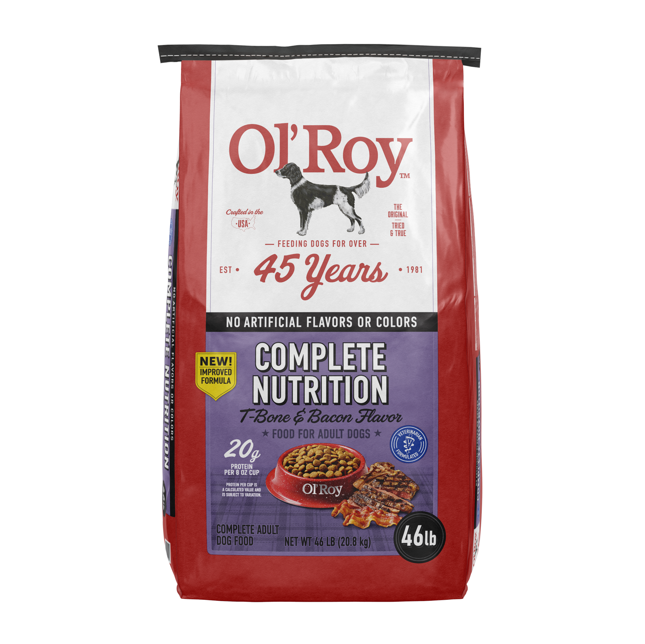 Ol' Roy Complete Nutrition T-Bone and Bacon Flavor Dry Dog Food, 46 lb Bag
