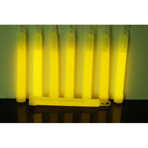 DirectGlow 6 Ct Yellow Jumbo 6 Inch Safety Glow Sticks Bright Neon Industrial Grade