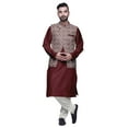thumbnail image 1 of Atasi Indian Mens Kurta Churidar Pajama Jacket Set Solid Ethnic Wear For Men, 1 of 1