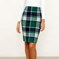 thumbnail image 3 of Plaid Skirts for Women Vintage High Waisted Pencil Wool Skirt Casual Fall Bodycon Knee Length Skirt, 3 of 3