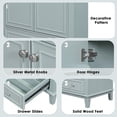 thumbnail image 5 of 30" Bathroom Vanity with Ceramic Sink, Modern Bathroom Storage Cabinet with 2 Doors and 1 Drawer, Freestanding Bathroom Vanities Solid Wood Frame, Green, 5 of 9