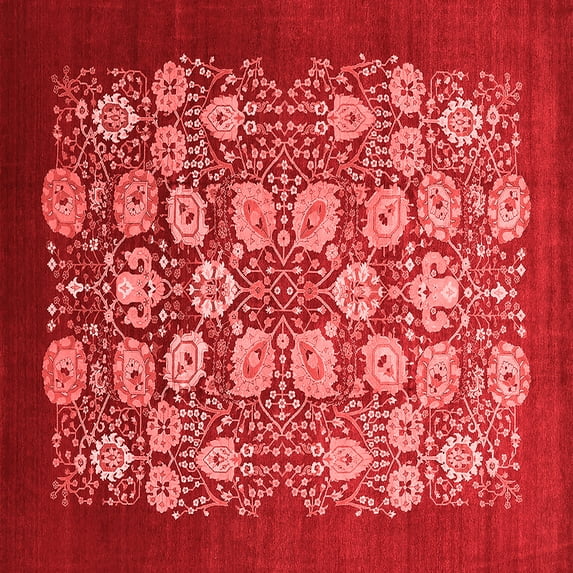 Ahgly Company Indoor Square Oriental Red Industrial Area Rugs, 4' Square