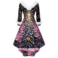 thumbnail image 5 of Christmas Dresses for Women Women's Fashion Elegant Autun And Winter Long Sleeve V-Neck Christmas Print Dress for Holiday Party,Pink,2XL, 5 of 5