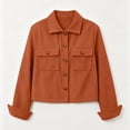 thumbnail image 4 of Corduroy Cropped Jacket for Women, Trendy Button Down Long Sleeve Solid Color Shacket, Fall Casual Streetwear Outerwear with Pockets Saffron 2XL, 4 of 5