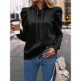 thumbnail image 4 of Sudadera con Capucha de Larga Abullonada y Cordón Ajustable para Mujer, Estilo Informal, para Otoño e Invierno Negro L, 4 of 8