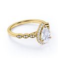 thumbnail image 3 of JeenMata 1.75 Carat Pear Cut Art Deco Ring - Wedding Ring - Halo Ring - Engagement Ring - Promise Ring - 18K Yellow Gold Plating over Silver, 3 of 7
