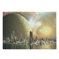 thumbnail image 1 of Cityscape Cutting Board, Utopia Islands Floating Future Cities Imaginary Fantasy Art Futuristic, Decorative Tempered Glass Cutting and Serving Board, Large Size, Yellow Peach, by Ambesonne, 1 of 1