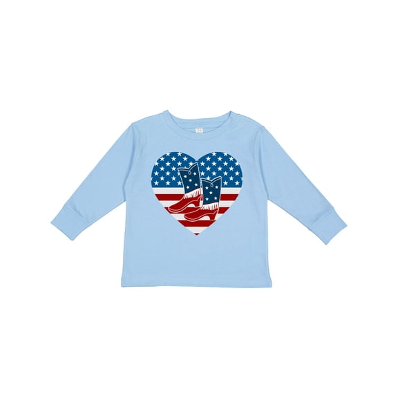 Inktastic USA Cowboy Boots Patriotic Boys or Girls Long Sleeve Toddler T-Shirt