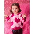 thumbnail image 2 of Baby Girl Heart Print Drop Shoulder Fuzzy Sweatshirt, 2 of 5