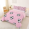 thumbnail image 2 of Erosebridal Soccer Kids Queen Comforter Set,Football Lovers Ball Games Bedding Comforter Set For Boys Teens,Reversible Pink 3pcs, 2 of 7