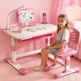 thumbnail image 2 of Yedigre Height Adjustable Kids Desk & Chair Set with LED Lamp – Tiltable Reading Stand & Large Storage Drawer for Ages 3-18, 2 of 10