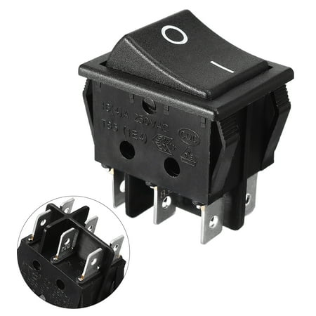 Double Rocker Switch - AC 250V/16A 125V/20A 6 Pins Double Pole Double Throw Rocker Switch