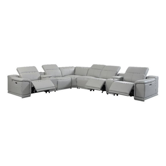 Titan Furnishings 8-Piece 1 Console 3-Power Reclining Italian Leather Sectional