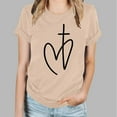 thumbnail image 2 of WREESH Women's Trendy Short Sleeve T-Shirt Summer Round Neck Graphic Print Tops Beige, 2 of 5