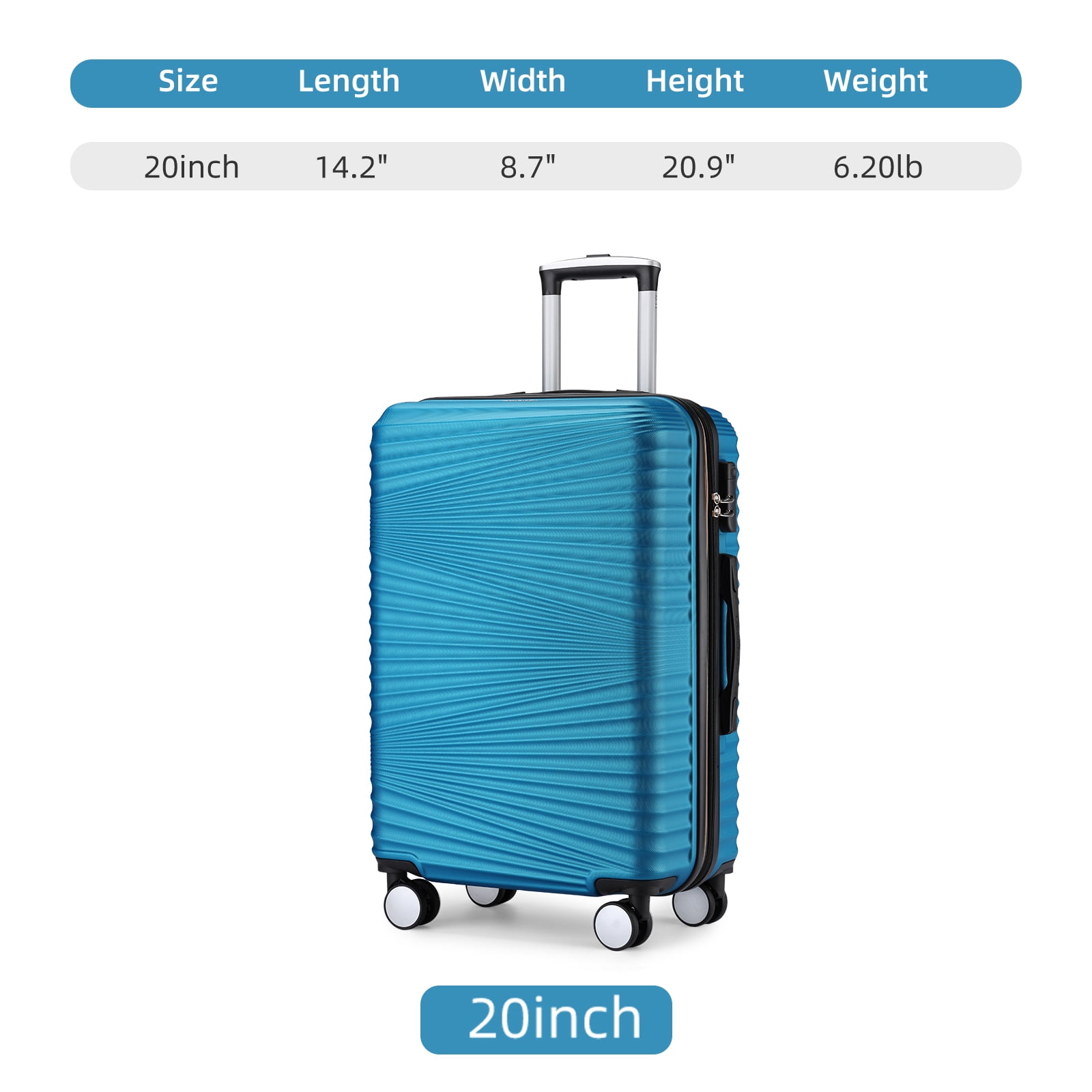 Carry On Luggage 20 Inch Expandable,ABS Hardside Suitcase with Double Spinner Wheels, TSA Lock, Lightweight Rolling Travel Case Blue