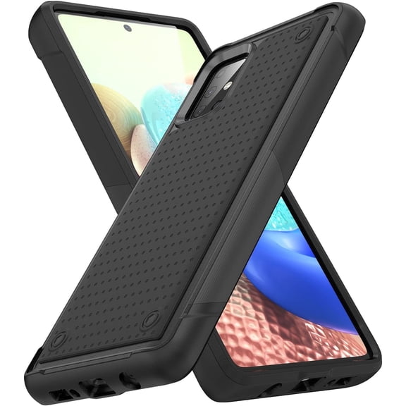2-in-1 Military Grade Drop Protective Rugged Heavy Duty Shockproof Protective Cell Phone Case for Samsung Galaxy A71 5G, Black