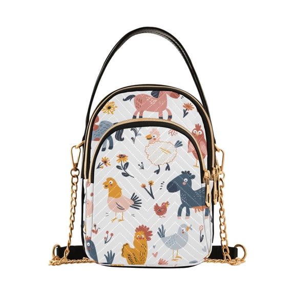 joogoo Women Cartoon Horse Chicken Chain Crossbody Bags Shoulder Handbag Phone Purse
