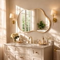 thumbnail image 4 of Fahomiss Modern 24" x 36" Irregular Wall Mirror, Cloud-Shaped Bathroom Mirror, Asymmetrical Vanity Mirror for Home Wall Decor, Mirror Suitable for Bedroom, Living Room, Entryway,Gold Metal Frame, 4 of 12