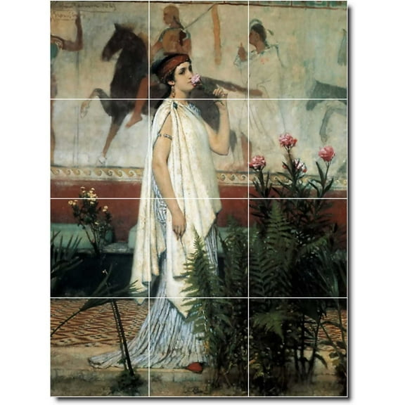 Ceramic Tile Mural-Lawrence Alma-Tadema Women Painting 173. 12.75" w x 17" h using (12) 4.25 x 4.25 ceramic tiles