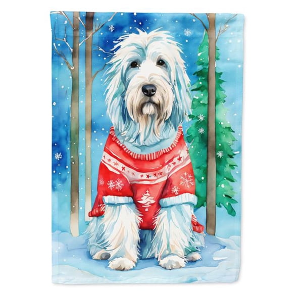 Carolines Treasures DAC3353CHF 40 x 28 in. Unisex Bearded Collie Christmas Polyester House Flag