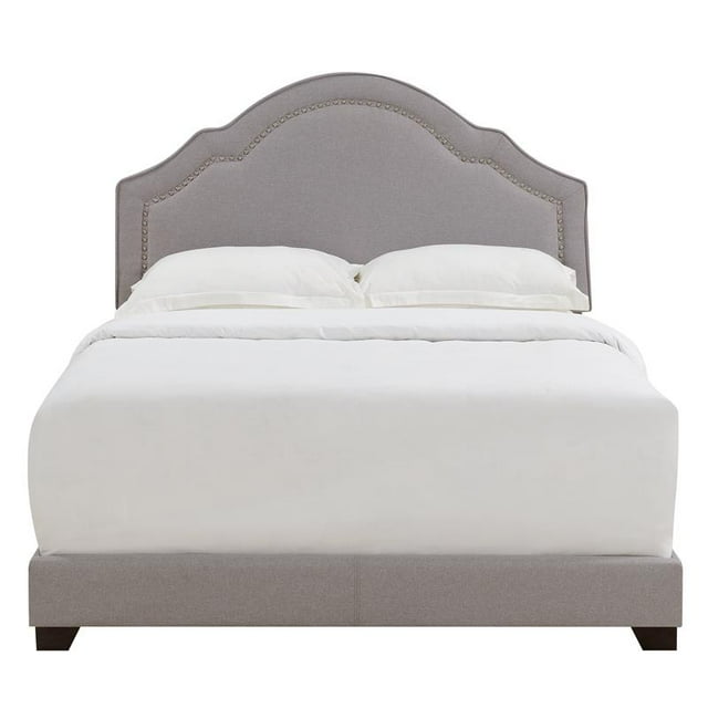 Home Fare Full One Box Shaped Back with Nail Trim Bed Smoke Gray