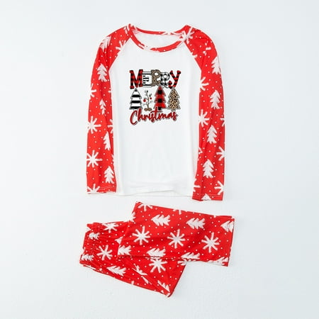 

DAETIROS Comfy Pajamas Home Mom Set Christmas Warm Cute Two-piece Beach Parent-child clothing Red