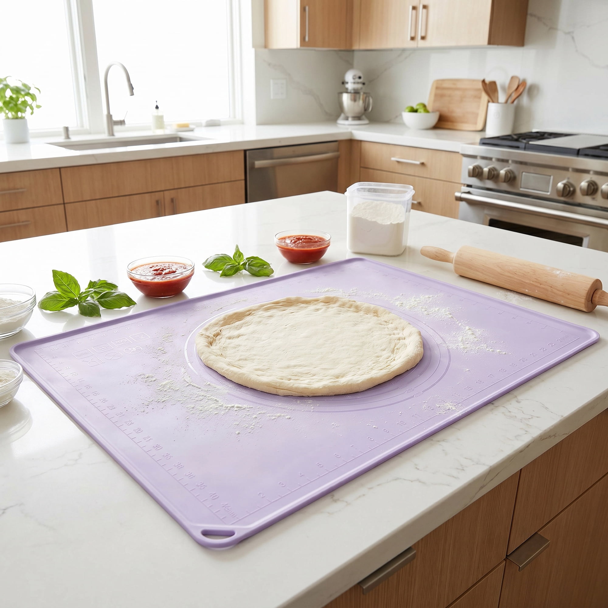 Unique Bargains Solid Color Silicone Pastry Baking Mat with Measurements Purple 19.7"x27.6"