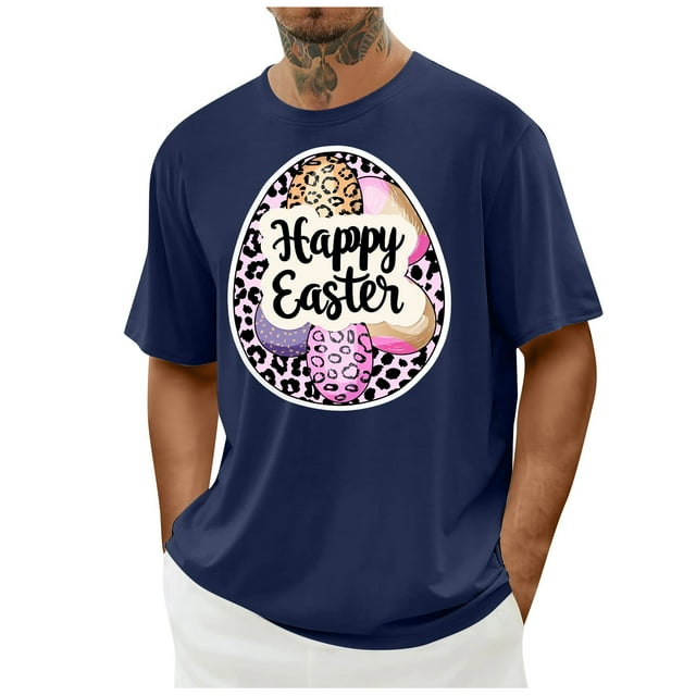 Weiqiqre Mens T Shirts Easter Day Shirts Bunny Rabbit Letter Printed T-Shirt Short Sleeve Graphic Tee Tops