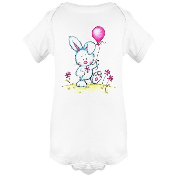 White Bunny Purple Balloon Bodysuit Infant -Image by Shutterstock,  6 Months