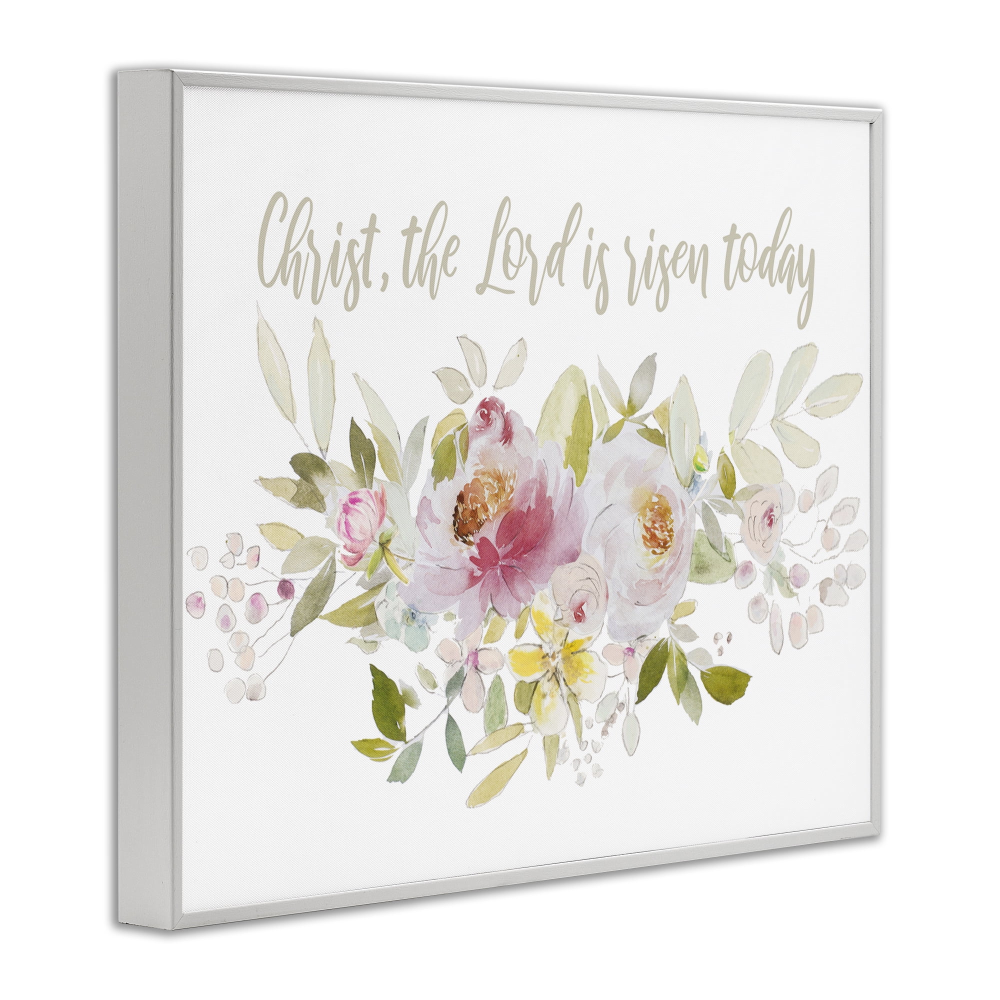 Stupell Industries The Lord Is Risen Florals White Framed Giclee Art, design by Patricia Pinto
