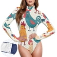 thumbnail image 3 of Chickens Colorful Women's Mock Turtle Neck Long Sleeve Tops Bodysuit Jumpsuit One Piece Leotards Shirt, 3 of 8