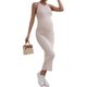 thumbnail image 1 of Vestido de maternidad de punto acanalado para mujer, cuello halter, sin mangas, bodycon Albaricoque M Albaricoque M Xishao ropa, 1 of 2