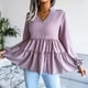 thumbnail image 3 of Camiseta Con Cuello En V Para Mujer, Transpirable, Corte Suelto, Dobladillo Con Volantes, Camiseta De Manga Larga Para Mujer, Cómoda, De Poliéster Suave Para El Trabajo ANGGREK Otros, 3 of 8