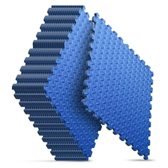 WSSYzyzf 16-Pack EVA Foam Interlocking Floor Tiles 24x24 Inch 64 SQ FT Blue - Waterproof Shock Absorbent Puzzle Mat for Home Gym Kids Play Area Exercise Space