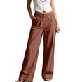 thumbnail image 2 of Qingpeng Womens Wide Leg Lounge Pants Casual Travel High Waisted Trousers Loose Fit Summer Flowy Pants with Pockets, 2 of 8