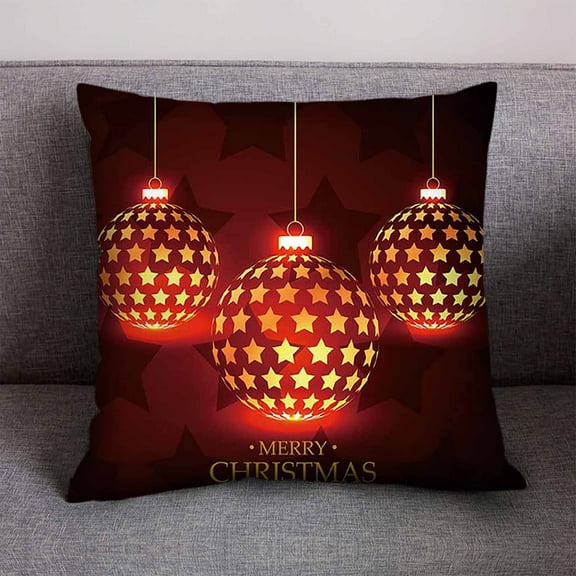 ZToonmas Christmas Decorative Pillow Cases - Festive Red & Gold Holiday Throw Pillow Covers Christmas Cotton Linen Throw Case Cushion Cover Home Sofa Decor