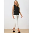 thumbnail image 2 of Unique Bargains Women's Sleeveless Pleated Front V Neck Work Office Blouses XL Black, 2 of 6