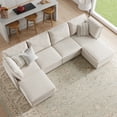thumbnail image 6 of Tina's Home 127" Oversized Modular U-Shaped Sectional Sofa, 6-Seat Convertible Couch with Storage Ottoman, Double Chaise Lounge for Living Room Beige, 6 of 12