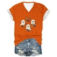 thumbnail image 4 of 2025 Halloween Shirts for Women Short Sleeve Cute Funny Ghost Pumpkin Graphic Tees V Neck Basic Tunic Tops, 4 of 4